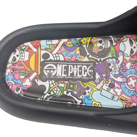 One Piece‎ Anime Skull Slides Sandals Mens Size 9 Black Anime Slip On